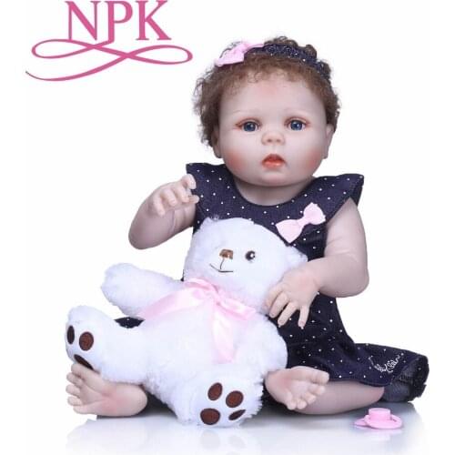 NPK 55CM bebe Dolls reborn Realistic girl baby Full body Silicone bath toy Bonecas Collectible Girl Birthday Gifts Toys