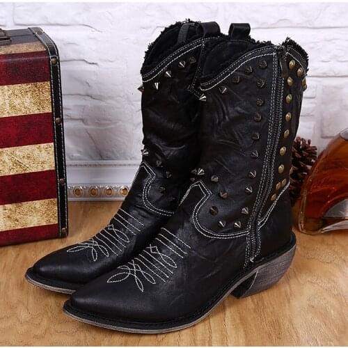 Pointed toes increase personality martin boots male fashion england style rivet pointed toes side zipper martin boots
