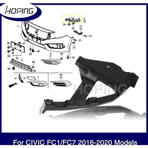 Hoping Auto Front Bumper Headlight Support Upper Beam Headlamp Braket Frame For HONDA CIVIC 2016 2017 FC1 FC7