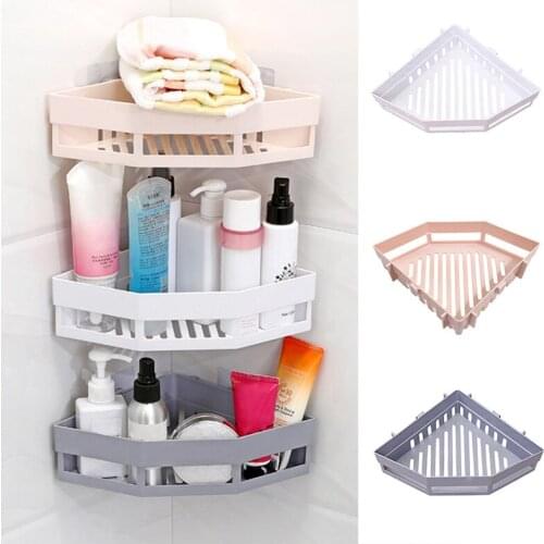 Traceless Plastic Bathroom Kitchen Storage Rack Organizer Shower Shelf Bathroom Basket Holder Bathroom Accessories