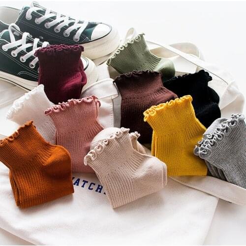 New Japanese Harajuku College Wind Cute Women Ankle Socks Casual Cotton Girls Sweet Ruffles Princess Student Socks