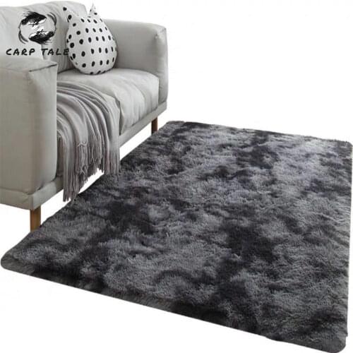 New European long hair fashion bedroom carpet bay window bedside mat washable personality blanket Gradient color living room rug