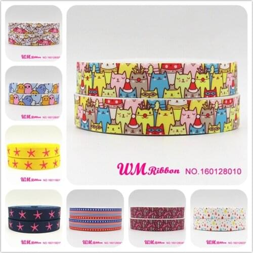 Q&N ribbon 7/8inch 22mm starfish printed grosgrain ribbon for Wedding Decoration Gift Wrapping Christmas New Year DIY Material