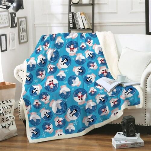 Christmas Throw Blanket Cartoon Santa Claus Elk Sherpa Fleece Soft Warm Winter Blankets Xmas Plush Bedspread Cover For Beds Sofa