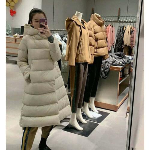 S-XL Size Fashion black yellow outdoor A-knee women jacket 90% white down wind proof womens coats warm winter long parkas