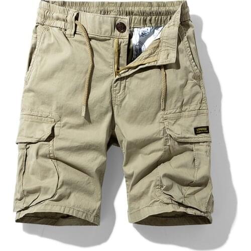 Men Cargo Shorts Top New Solid Color Tactical Shorts Mens Pure Cotton All-Match Casual Loose Summer Lightweight Cargo Shorts