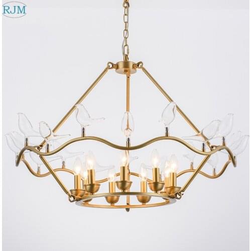 Nordic Postmodern Creative Designer Bird Copper Chandelier for Living Room Dining Room Bedroom Restaurant Cafe Bar Lightings