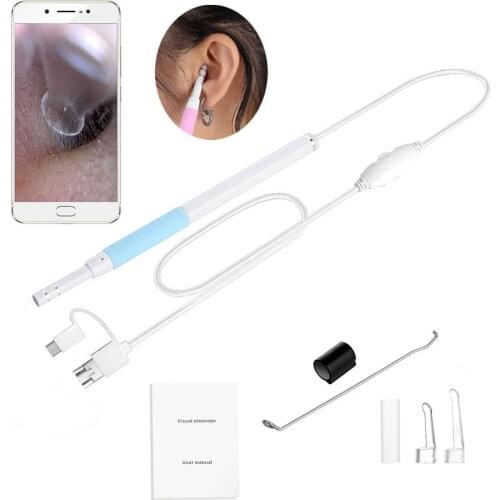 Ear Endoscope 3 in 1 Ear Cleaning Tool HD Visual Ear Spoon Multifunctional Earpick 5.5mm Mini Camera Android PC Ear Otoscope