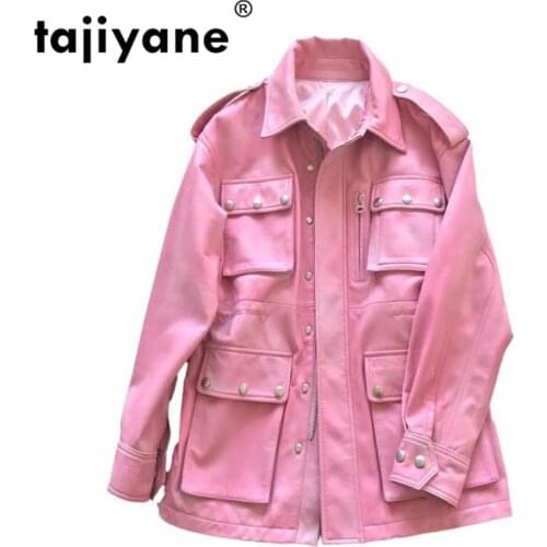 Coat Fur Womens 100% Sheepskin Coat Real Genuine Leather Jacket Women Clothes 2021 Pink Korean Elegant Female Jacket ZT2229
