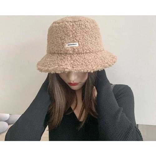 Winter Women Hats Teddy Velvet Warm Ear Protector Fisherman Hat Accessories Vintage Lamb Velvet Cap Lovely Plush Bucket Hat
