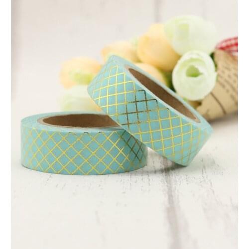 1PC 15mm*10m Foil Grid Stripes Washi Tape Japanese Paper Planner Masking Tape Adhesive Tape kawaii washi tape set