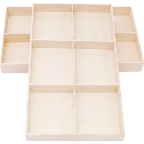 1PCS Desk Organizer Storage Box Display Tray for Small Items Miniature Plant Jewelry Craft Stationary Wooden Drawer Organizer