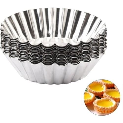 10pcs Flower Egg Tart Mold Cupcake Pudding Dessert Cake Mould Tin Foil Round Muffin Baking Liner Kitchen Bakeware Pastry Tools
