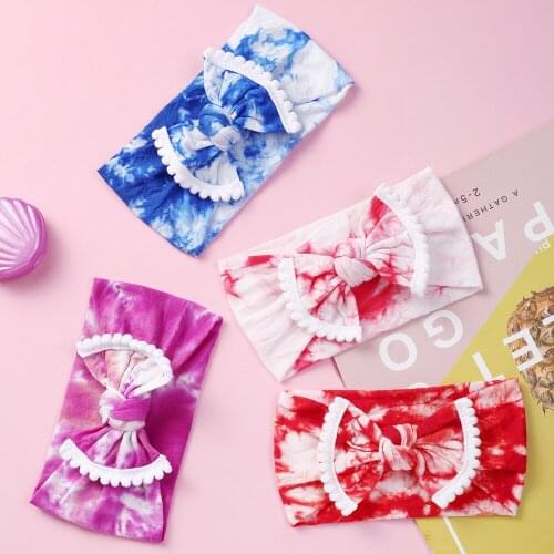 2021 Lovely Newborn Girls Gradient Head Wrap Infant Toddler Soft Knot Rectangle Hair Band with Bows 7 Colors