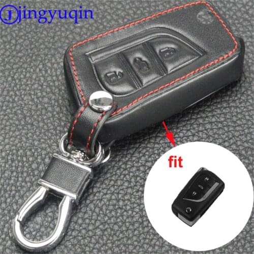 3 Buttons Leather Car Key Cover For New Toyota Camry Highlander Corolla Prado Reiz Crown RAV4 Flip Remote Fob Case Keychain Bag