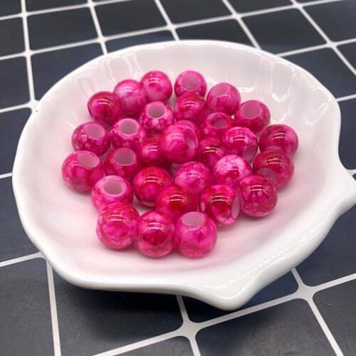 30pcs 12x10mm Rose Big Hole Round Acrylic Beads for Jewelry Making DIY Accessory Necklace Jewelry Making