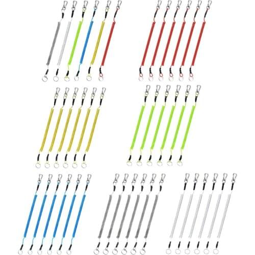 6pcs Fishing Coiled Lanyard Heavy Duty Safety Boating Rope Retractable Wire Rope