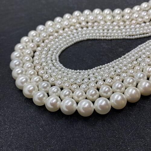 White Shell Beads Shell Pearls Beads 2 To 20mm Natural Shell Round Loose Spacer Beads for Jewelry Making DIY Bracelet Earrings