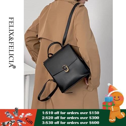 FELIX&FELICIA Factory Brand Summer New Korean Fashion Wild British Travel Metal Buckle Portable Backpack Genuine Leather Bags