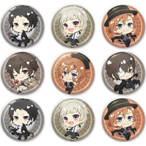 9 PCS/LOT Anime Bungou Stray Dogs Brooch Badge Model Doll Cosplay Pins 58MM