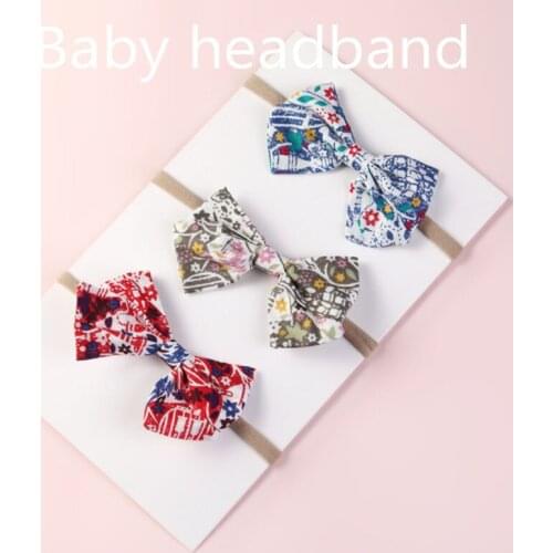 4 Colors Kids Headband Nylon Stretch Bohemian Baby Bowknot Baby Headband Baby Lace Headband