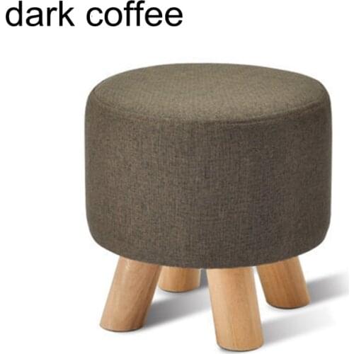 Home Small Footstool Dark Coffee Fashion Low Leg Wood Round Stool Fashion Creative Cloth Art Sofa Shoes Stool Removable Washable