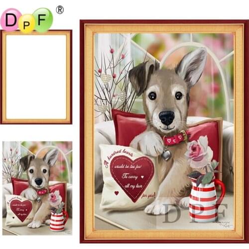 DPF Diamond Embroidery kit Sofa dog 5d Round full Diamond painting Cross Stitch with Framed Rhinestone home Decor painting