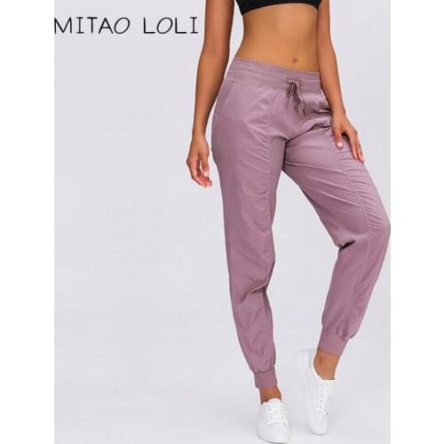 MITAO LOLI STRIPE Waist Drawstring Fitness Workout Joggers Women Quick Dry Loose Leisure Home Sport Gym Yoga Joggers with Pocket