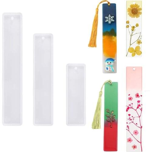 3Pcs Bookmark Mold Transparent Rectangle Silicone Bookmark Mold For DIY Epoxy Resin Casting Jewelry Craft