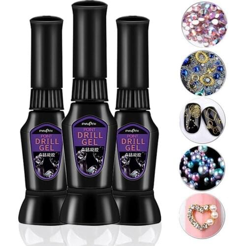 10ml Point Drill Gel UV Acrylic Rhinestones Nail Gel For Nail Tips Point Drill Gel With Needle Manicure Decoration