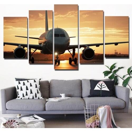 Full Square Round Diamond Painting Modern 5 Pieces Airplane Diamond Embroidery Mosaic Diamond Picture Diy Handicraft Art A2300