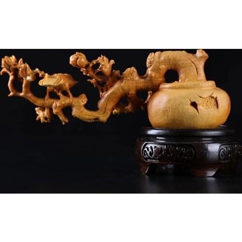 Chinese Wood Carving for Tea Table, Craft Carving Collection, Room Landscape, Flower Bird Decoration