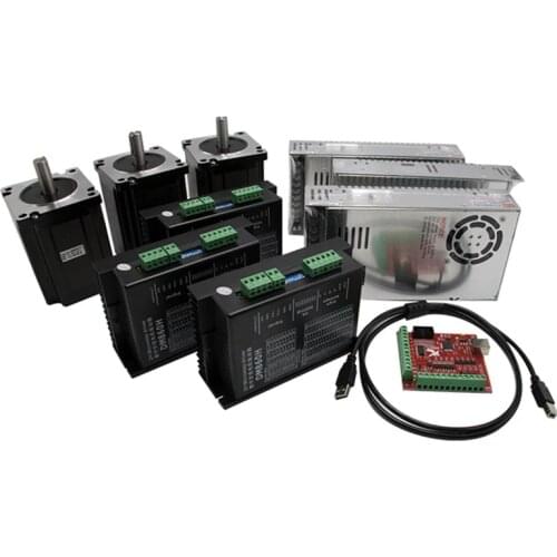 3 Axis Nema 34 Stepper Motor Kit 86 2 Phase stepping motor+Motor Driver+MACH3 Breakout Board+Power supply