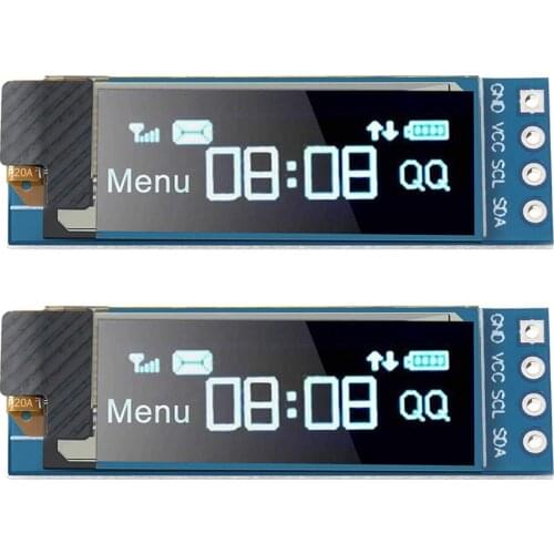HOT-2 Pieces I2C Display Module 0.91 Inch I2C SSD1306 OLED Display Module Blue I2C OLED Screen Driver DC 3.3V - 5V