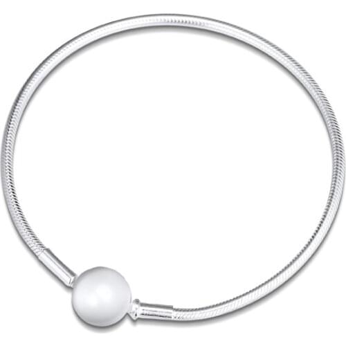 Me Collection 925 Sterling Silver Bracelets for Women Signature Round Clasp DIY Snake Chain Thin Charms Bracelets Jewelry New