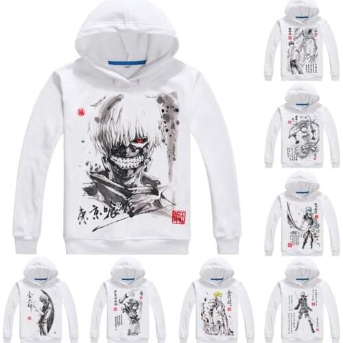 Anime Ken Kaneki Men Sweatshirt Cartoon Print Tokyo Ghoul Hoodie Sasuke Uchiha Chinese Ink-wash Painting Ink and Wash Hoodies