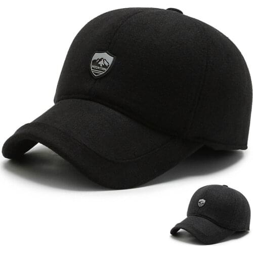 Men Winter thickening Baseball Cap outdoor sport Adjustable Snapback Hat Dad Hat Trucker Cap Middle-aged Warm With earmuffs L57