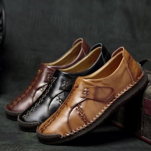 Men Loafers Soft Moccasins High Quality Spring New Leather Shoes Men Warm Flats Driving Shoes Big Size