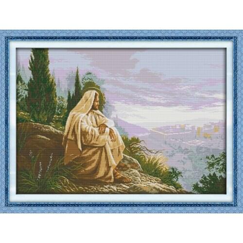 "Jesus overlook " cross stitch kit people 18ct 14ct 11ct count print canvas stitches embroidery DIY handmade needlework