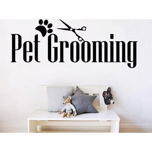Modern Pet Grooming Salon Window Wall Decal Dog Cat Animal Salon Glass Wall Sticker Vinyl Shop Decor