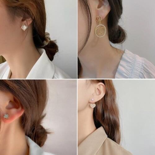 2021 Korean New Pearl Wreath Bow Earrings Fashion Temperament Elegant Simple Earrings Female Jewelry