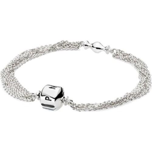 Pan home S925 silver bracelet 18 autumn new weaving personality soul silver chain bracelet DIY multilayer design