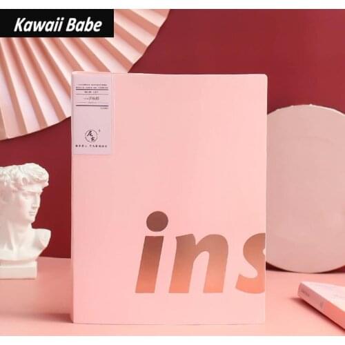 File Folders for School A4 Organizer Stationery Bag 100 Paper Binder Holder Box Pocket Tab Ring Document Morandi Office Supplies