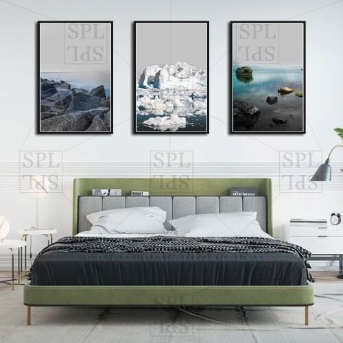 Scenery Calm Feeling Canvas Painting Reef Tranquil Water Wall Picture for Living Room Decoration Art Iceberg Posters and Prints
