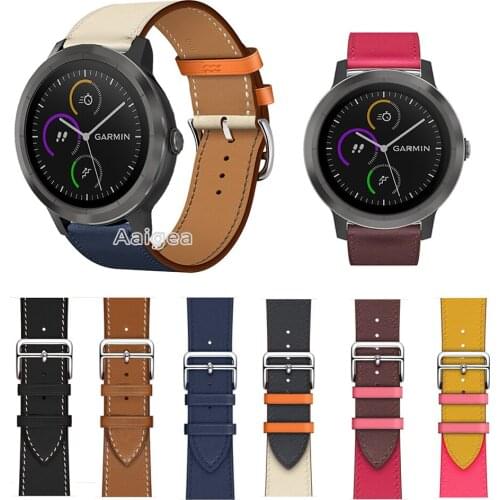 20mm Fashion Genuine Leather Watch Band Strap for Garmin Vivoactive 3 Smart Watch Colorful Replacement Wrist band strap Bracelet