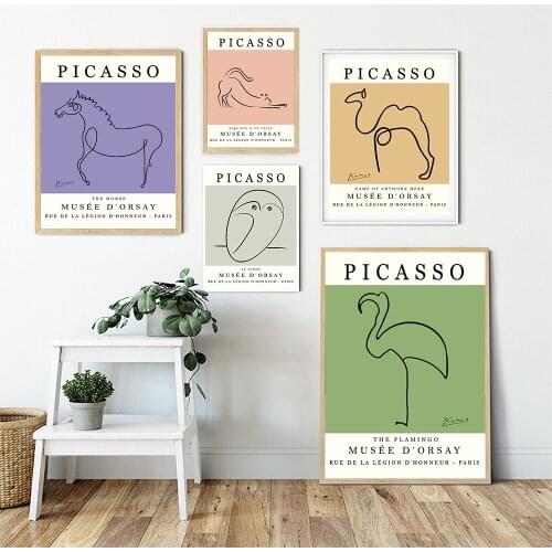 Retro Picasso Posters And Prints Abstract Animals Canvas Painting Horse Flamingo Wall Art Pictures For Living Room Nordic Decor