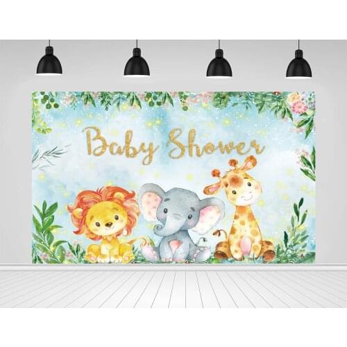 Scopiso Watercolor Baby Shower Safari Jungle Birthday Party Star Child Baby Photozone Background Backdrop Photo Studio Props