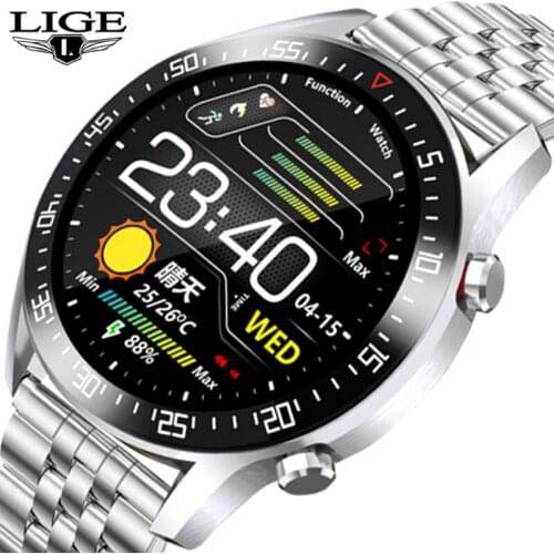 LIGE 2021 Fashion Full Circle Touch Screen Men Smart Watches Waterproof Sports Fitness Watch Luxury Bluetooth SmartWatch For Men