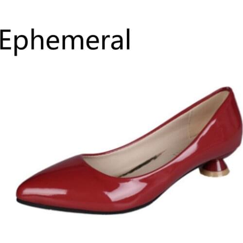 Ladies Hot Selling Elegant Plus Size US11 12 Buckle-strap Cover Heels Plain Pointy Patent Leather Thin High Heels Women Shoes OL