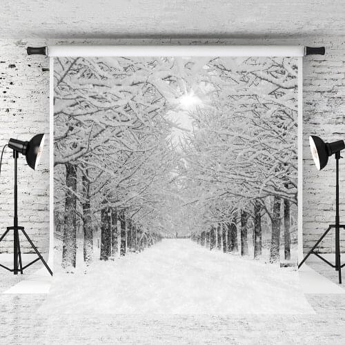 VinylBDS 10X10FT Winter Photography Backgrounds Snow Tree Forzen Newborn Photography Studio Cotton Washable Photo Booth Backdrop